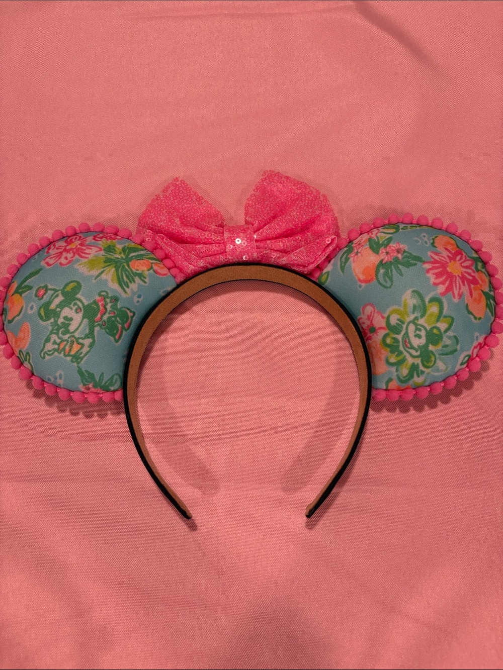 Lilly Pulitzer Lilly Loves Disney Custom Mouse Ears Mickey Minnie Pink Headband